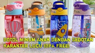 Review Botol Minuman Anak Motif Karakter dengan Sedotan, BPA Free Kapasitas 480 ml