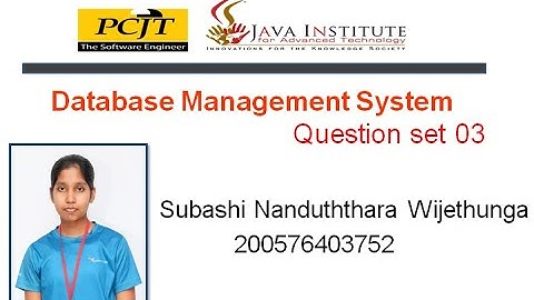 Database Management System Question Set 03