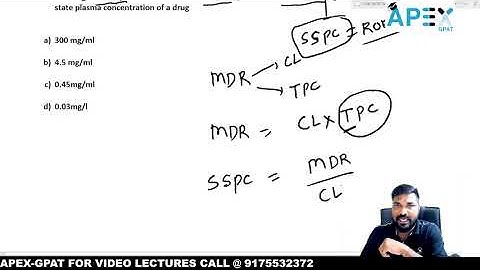 Steady state plasma concentration calculation #apexgpat#ntagpat