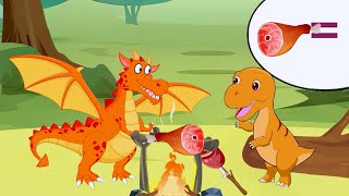 Exchanging meat for a dragon&#39;s magic stick, Dino teases everyone |  Funny Dinosaur Family Cartoon