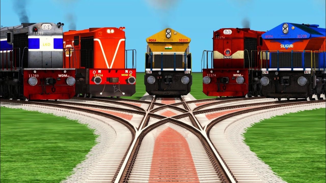 Five Train Crossing ll Railroad Railway Track ll Bumpy Forked Railroad Crossing ll railroad junction