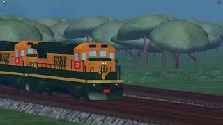 BNSF B40-8 H1 #563 pulls a grain hopper to kansas city