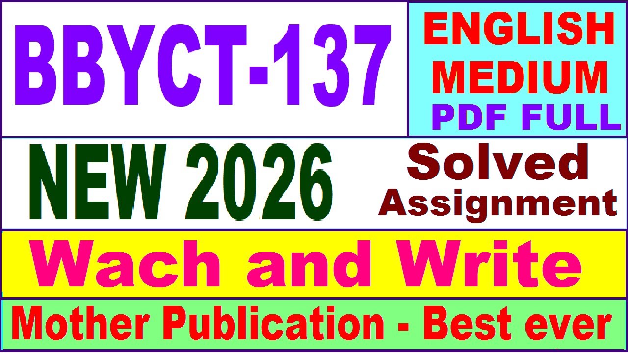 BBYCT 137 solved assignment 2026 in English || bbyct 137 solved assignment 2026 || ignou bbyct137
