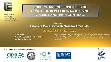7 May 2020 - Understanding Principles of Construction Contracts Using A Plain Language Contract