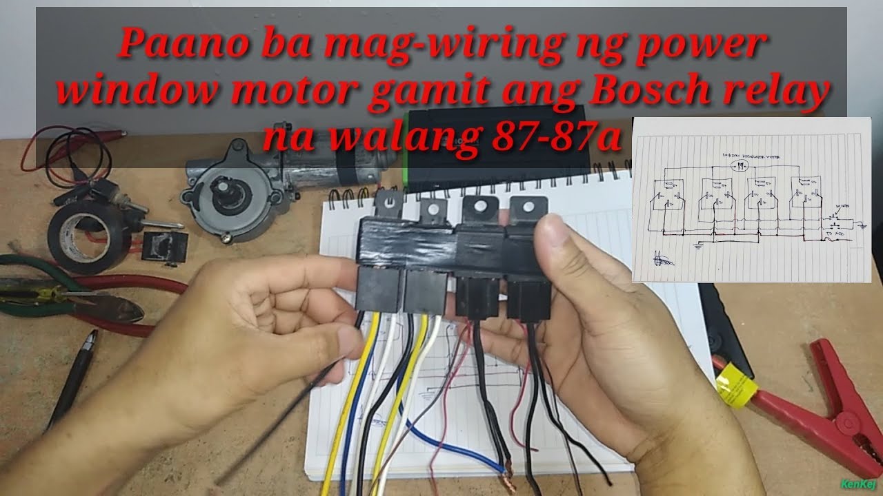 Paano magwiring ng power window motor gamit ang ordinary bosch relay na walang 8787a or SPDT