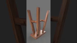 Wooden high square stool structural design display. #woodfactory #wooddesigner #woodworking