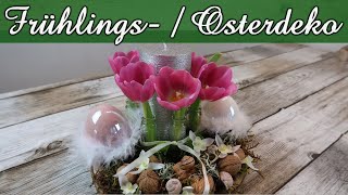 DIY Oster Tischdeko auf einer Baumscheibe | Frühlingsdeko | Osterdeko