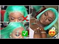 SLAY 10 of 30 💚MINT GREEN HAIR ON DARK SKIN💚 BOB WIG INSTALL ON DRIKATHEBABY 💚|SUNBER HAIR 💚