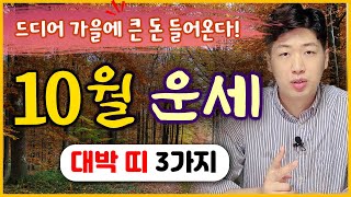 [띠별 운세] 양력 10월, 드디어 큰 재물이 들어오는 대박나는 띠 3가지 !! 