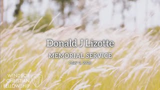 Donald J Lizotte Memorial Service WCF Maine 05/04/2026