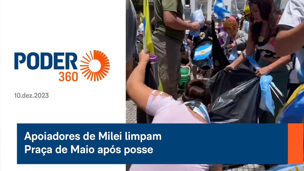 Apoiadores de Milei limpam Praça de Maio após posse