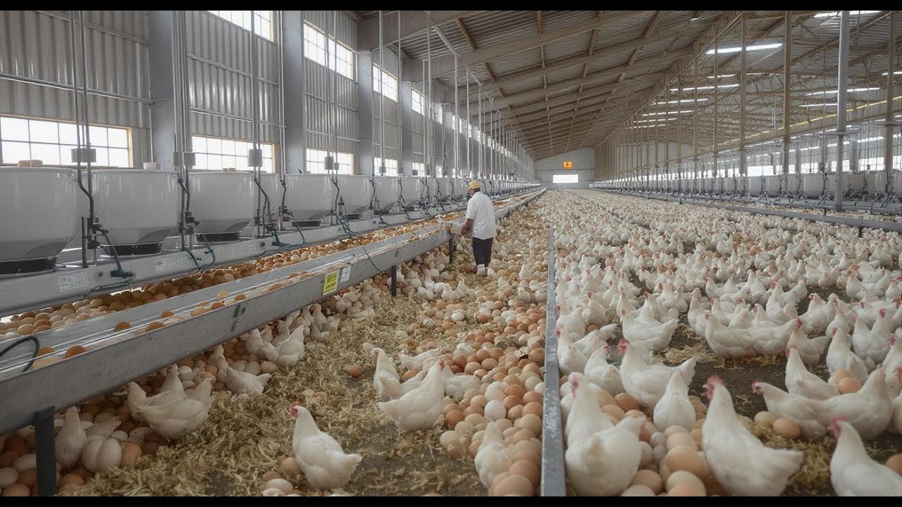 Modern laying hen farm - Raising laying hens - Egg business