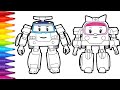 Robocar poli and amber  police car and ambulance drawing coloring pages  tim tim tv