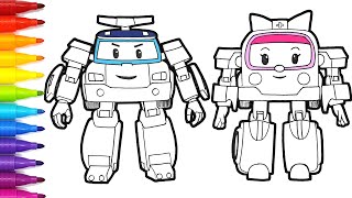 ROBOCAR Poli and Amber . Police Car and Ambulance Drawing Coloring Pages | Tim Tim TV screenshot 5