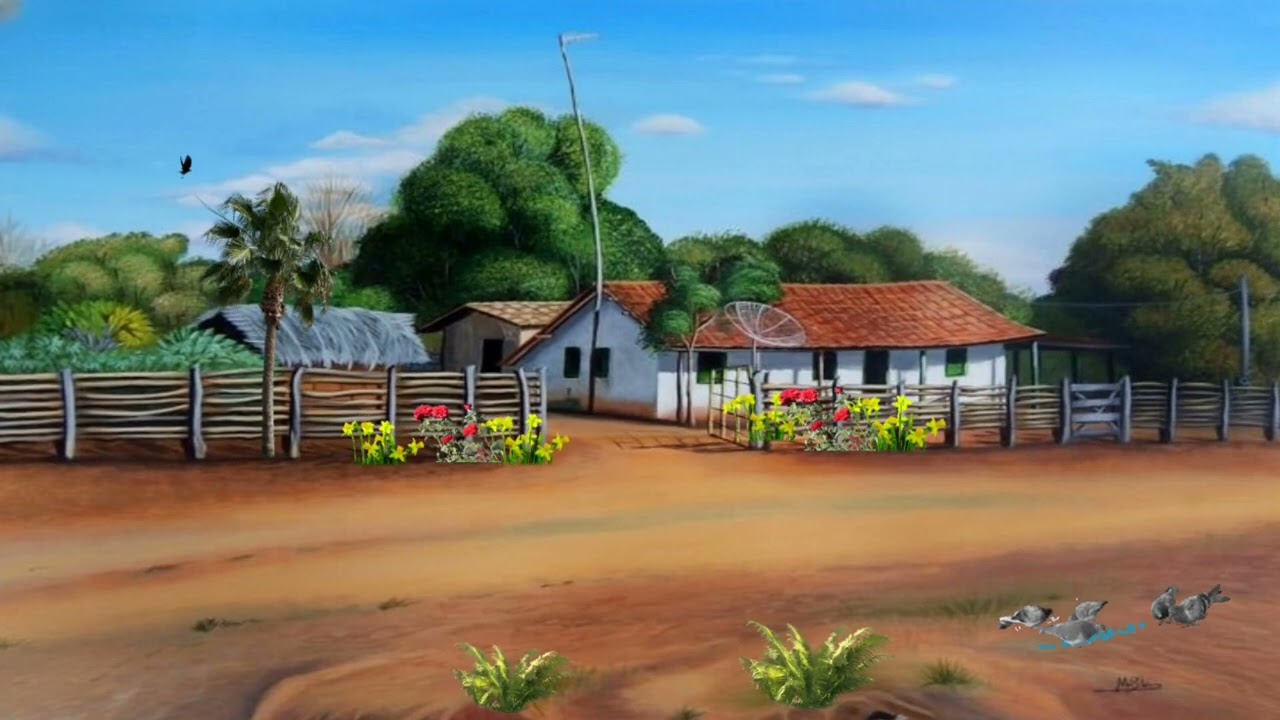 Cartoon village background video no copyright / Indian village background
