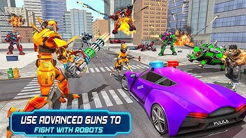 Robot car game transformation flying police robot car game 2022
