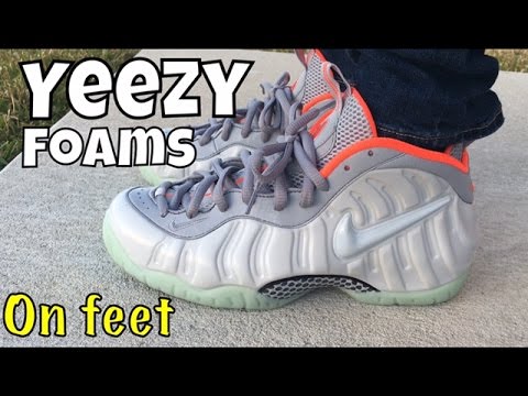 foamposite pure platinum on feet