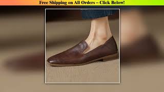 Women's cow leather square toe slip-on flats loafers - Worth Checking Out | Smart Choice | Smart screenshot 4
