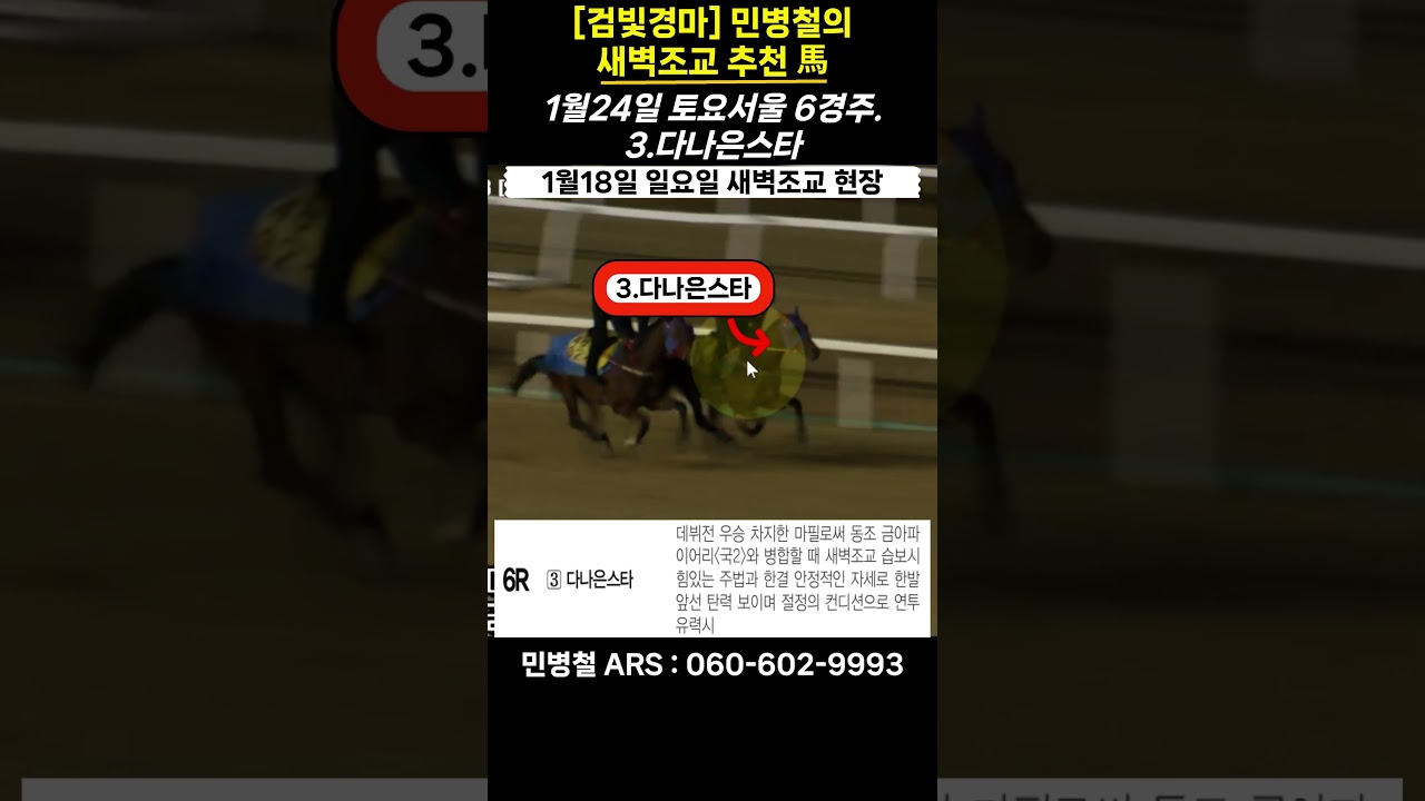 #1월24일 토요일!민병철의 새벽조교 우수馬!