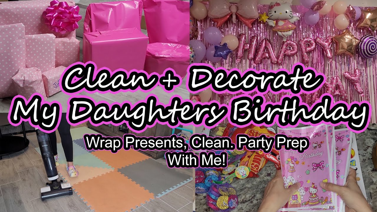 SPEED CLEAN AND DECORATE WITH ME // GIRLS BIRTHDAY PARTY PREP // HELLO KITTY THEMED // MOTIVATION