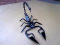 Чёрный  скорпион из строительных скоб и цепи.Metallic black Scorpion