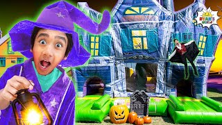 giant halloween haunted bounce house challenge learn elasticity