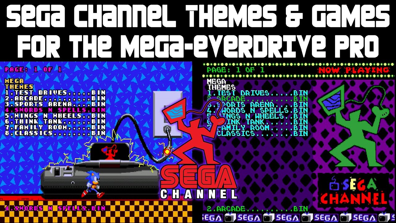Sega Channel Themes & Games for the Mega Everdrive Pro + Sega Genesis : 37  themes + 55 games 