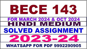 bece 143 solved assignment 2023-24 | bece 143 solved assignment in hindi 2024 | bece 143 2024