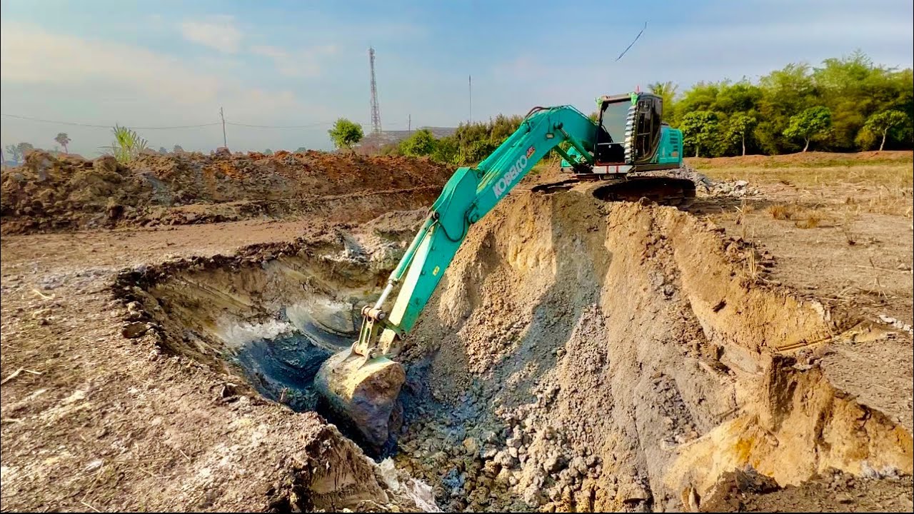 My Excavator digs a pond for them to count the hours. #kobelcosk200 ...
