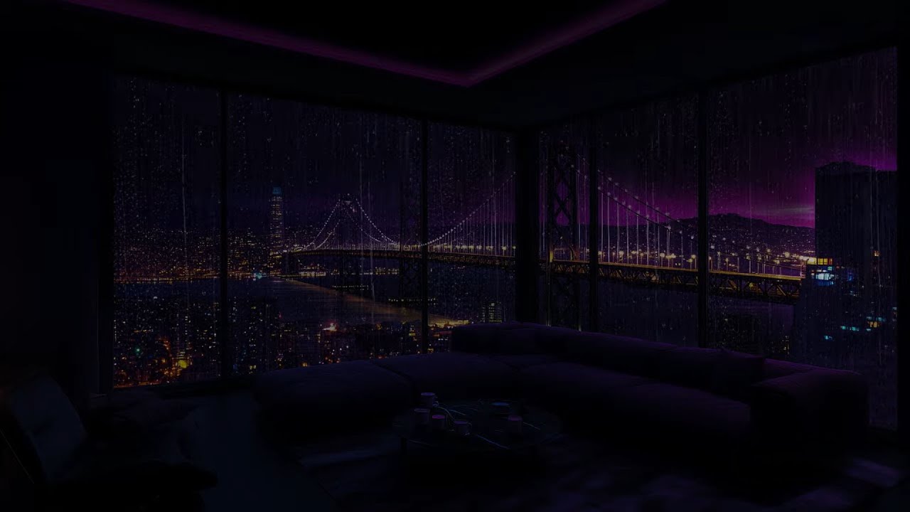 12-Hour Night Rainstorm Over Quiet NYC  | Watching from a Luxury Window | Soft Rain & Gentle Thunder