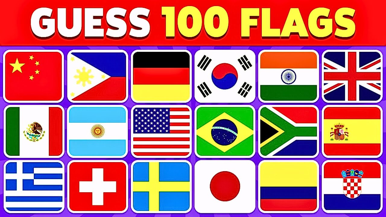 🚩 Guess the Country by the Flag Quiz 🌎 | Can You Guess 100 Flags? - YouTube