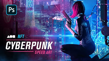 NETRUNNER  Neon Cyberpunk -  Photoshop  NFT Speed Art Tutorial