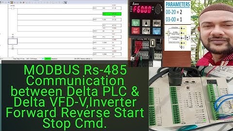 MODBUS Rs-485 Communication between Delta PLC & Delta VFD-V,Inverter Forward Reverse Start Stop Cmd.