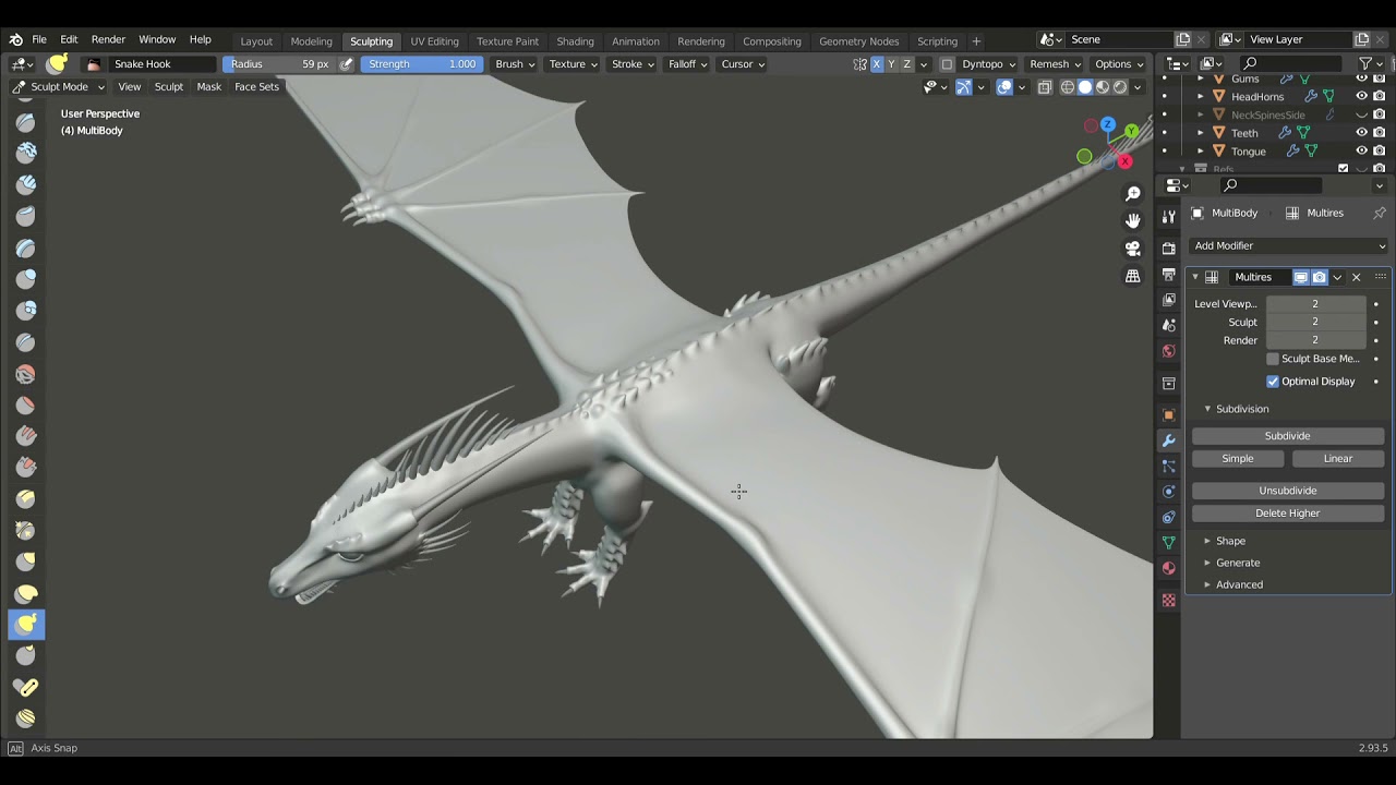 Blender Tutorial | Dragon Sculpting Part 3 - YouTube