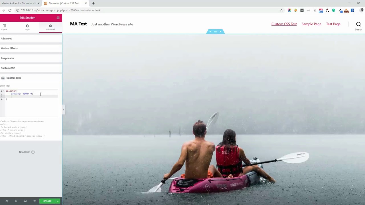 How to Add Custom CSS Option in free Elementor Page Builder - YouTube