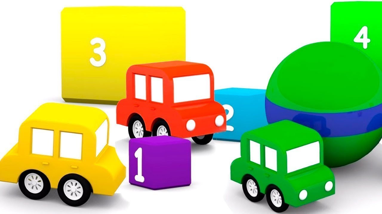 4 carros coloridos. Desenhos animados para crianças. - Uma