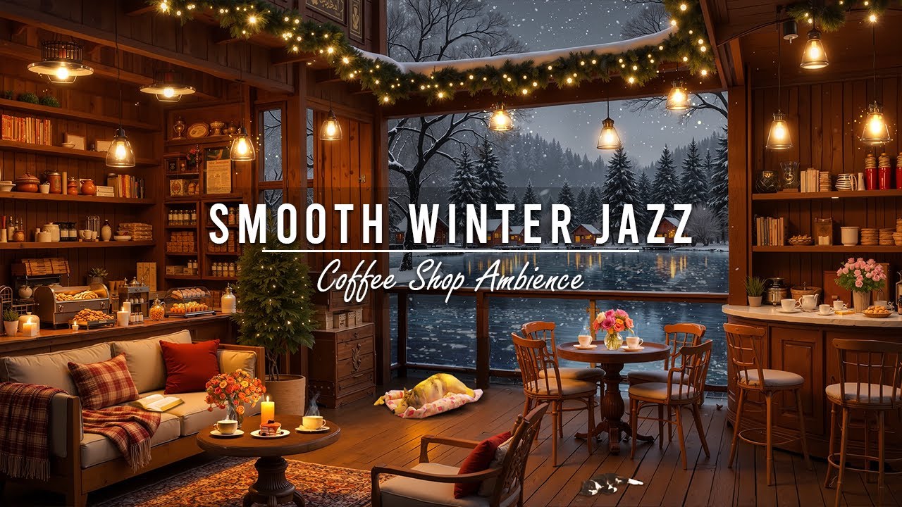 Smooth Winter Jazz Music to Study, Work ⛄ Cozy Coffee Shop Ambience ...
