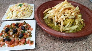 TAJIN MARROQUÍ de Pollo con aceitunas y patatas fritas | Comida de Marruecos