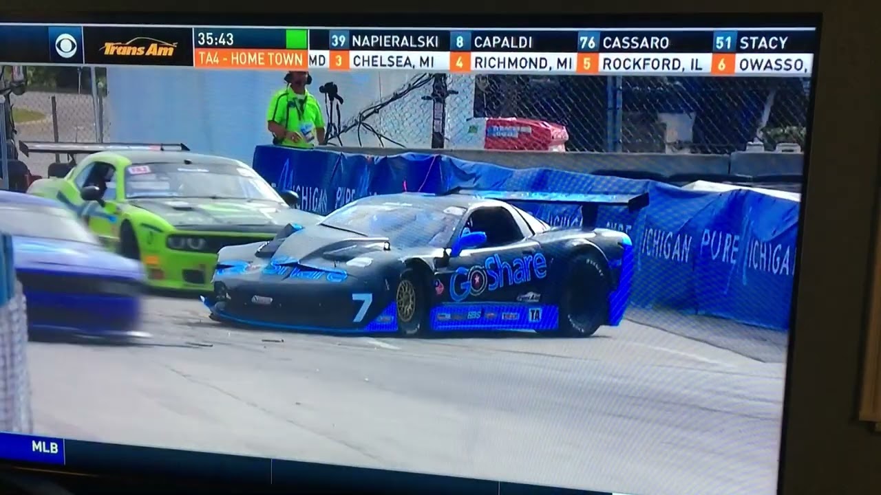 Speedlogix TA2 Challenger in TransAm race wreck on tv