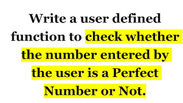 PROGRAM TO CHECK WHETHER THE NUMBER IS PERFECT NUMBER OR NOT | PYTHON PROGRAM |USER DEFINED FUNCTION