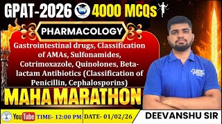 GPAT-2026 | 4000 MCQs MAHA MARATHON | CLASS-36 | Pharmacology- GI Drugs, Sulfonamides, Quinolones screenshot 3