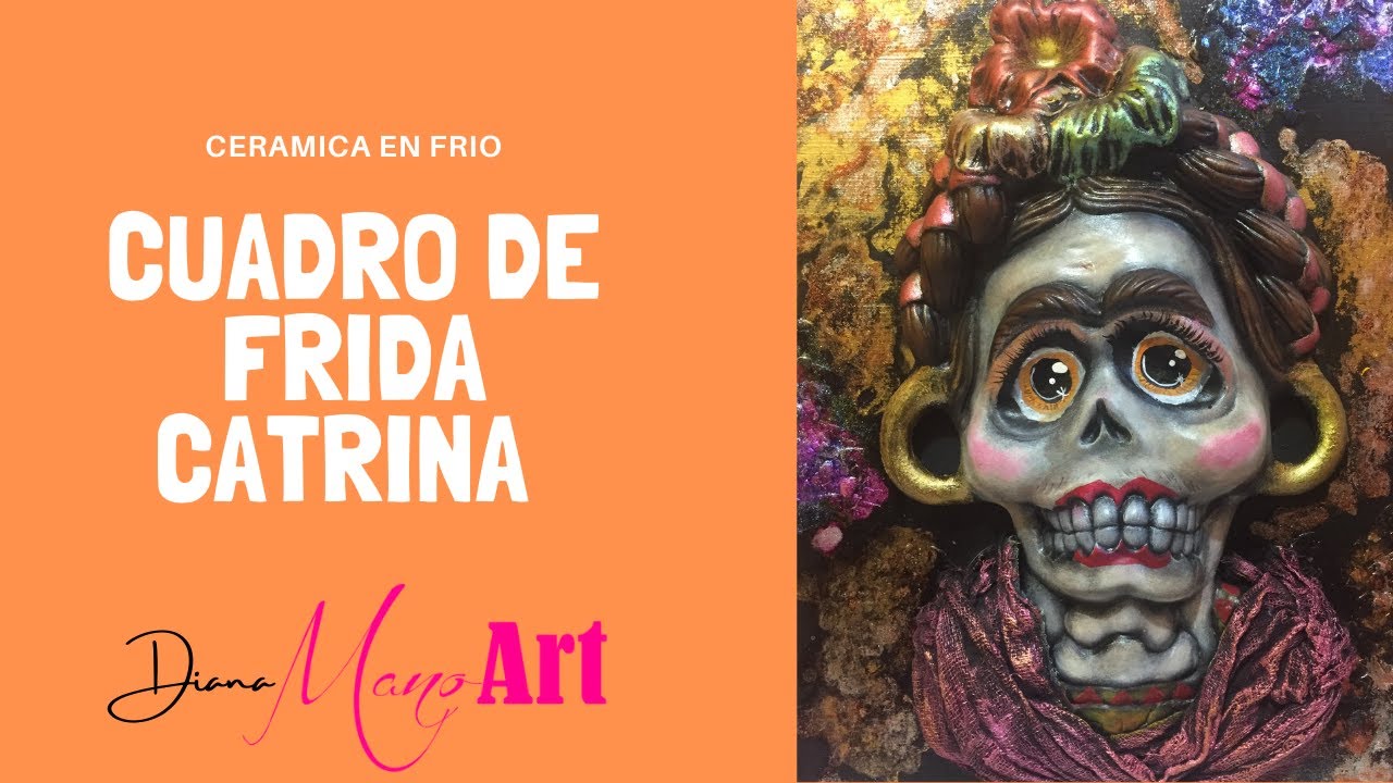 Cuadro de Frida Khalo en Catrina con tintas al alcohol metálicas y ceras metálicas|Diana Mano Art