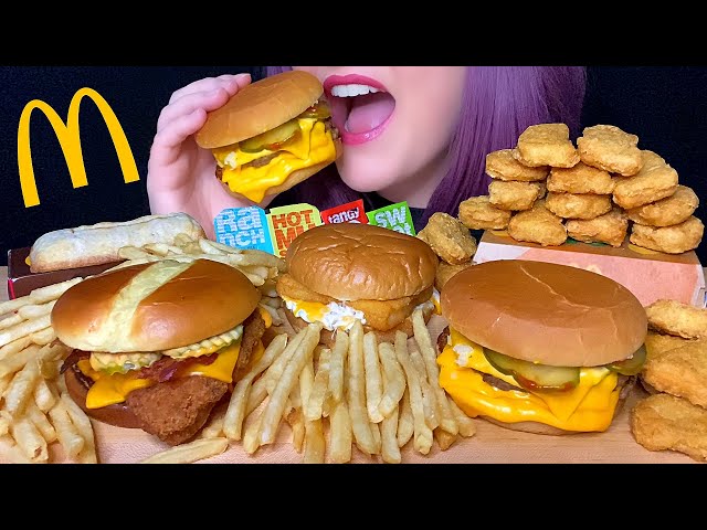 ASMR MCDONALD’S MUKBANG (NO TALKING) TRIPLE CHEESEBURGER + FILET-O-FISH + PUMPKIN PIE