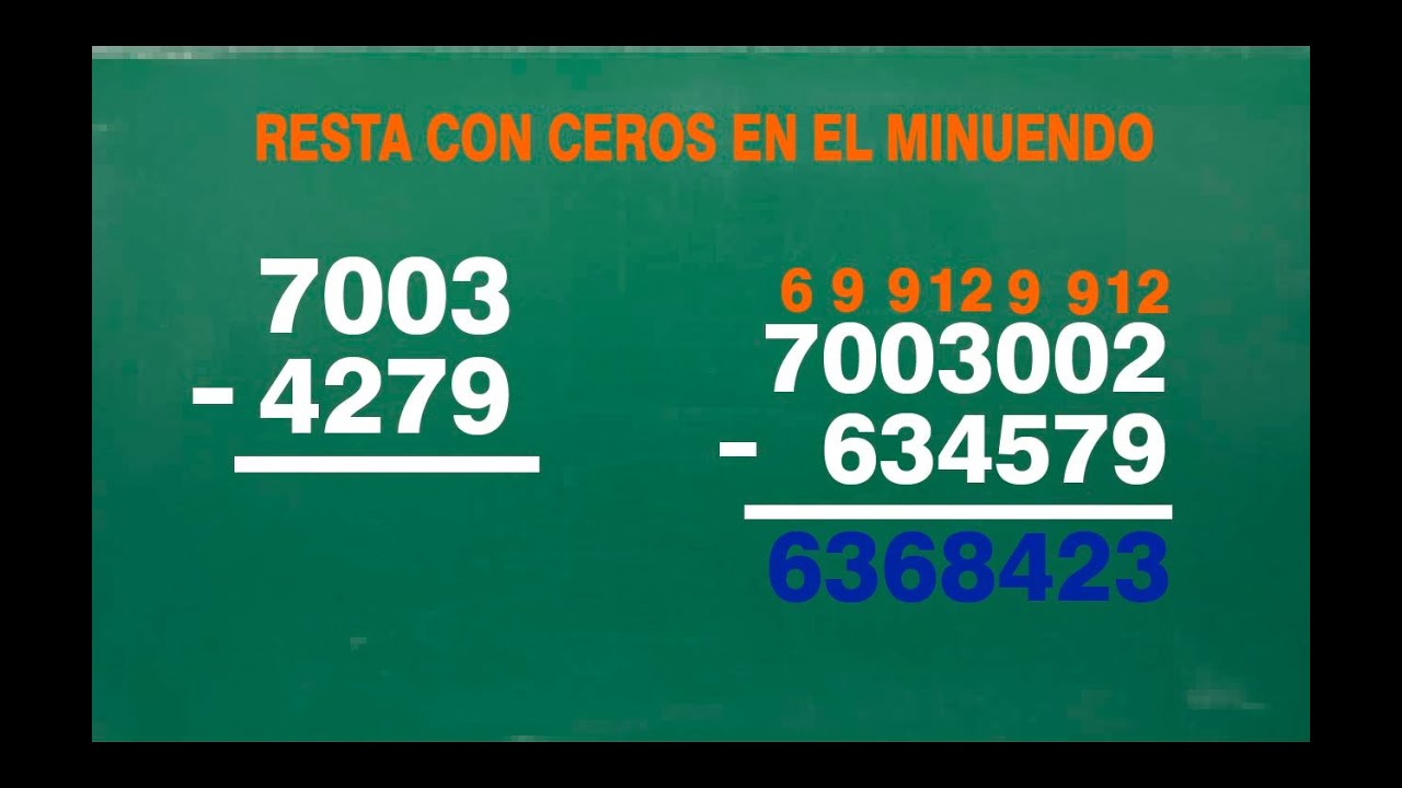 Resta con ceros en el minuendo / principiantes / parte 2 - YouTube