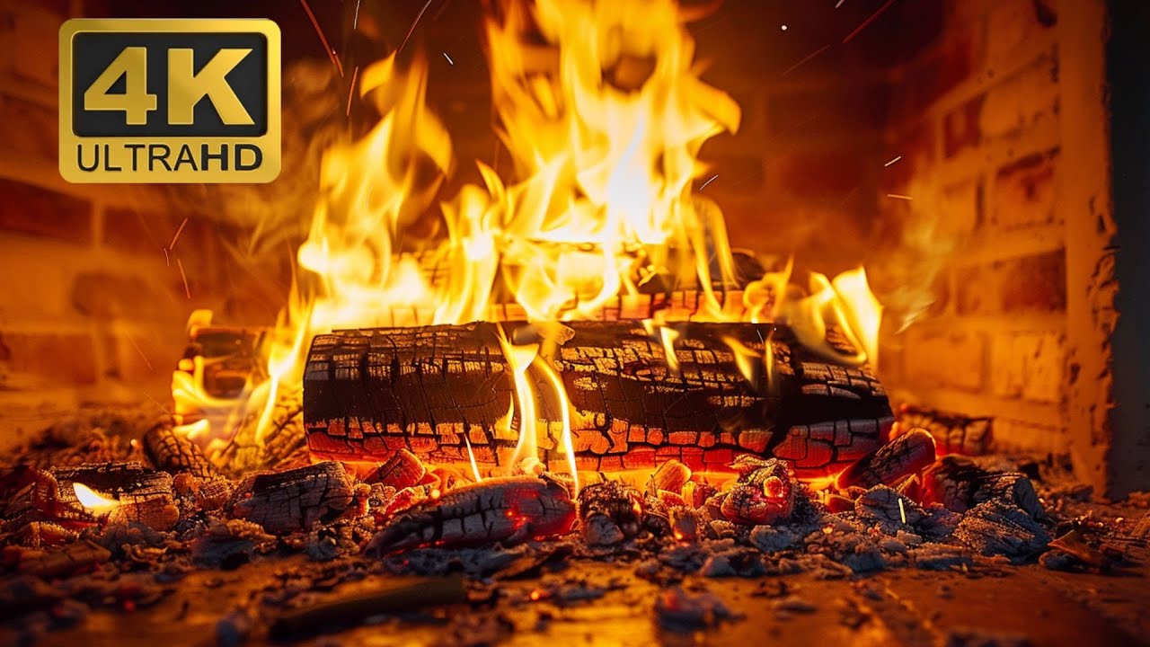 🔥 4K Fireplace Ultra HD TV. Endless Burning Logs & Fire Sounds for 12 ...