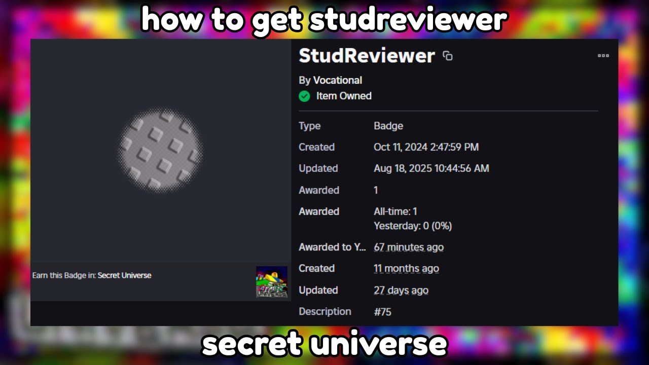 How To Get Stud Reviewer Secret Universe Roblox YouTube 