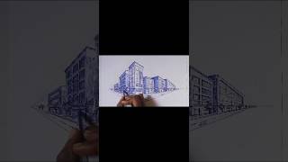 Drawing in Two-point perspective | SUBSCRIBE for more #art #perspectivedrawing #shorts