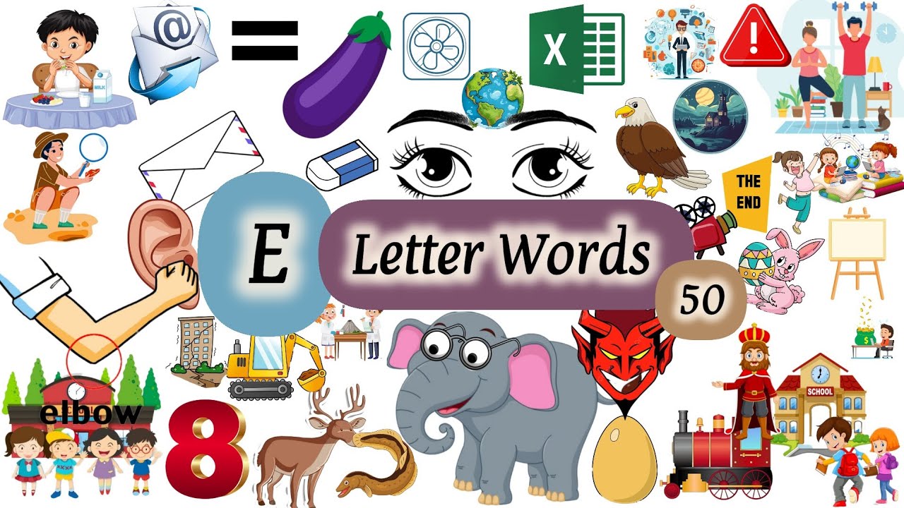 English alphabets E letter Words/ Words that start with the letter E/ 50 Words start with letter E