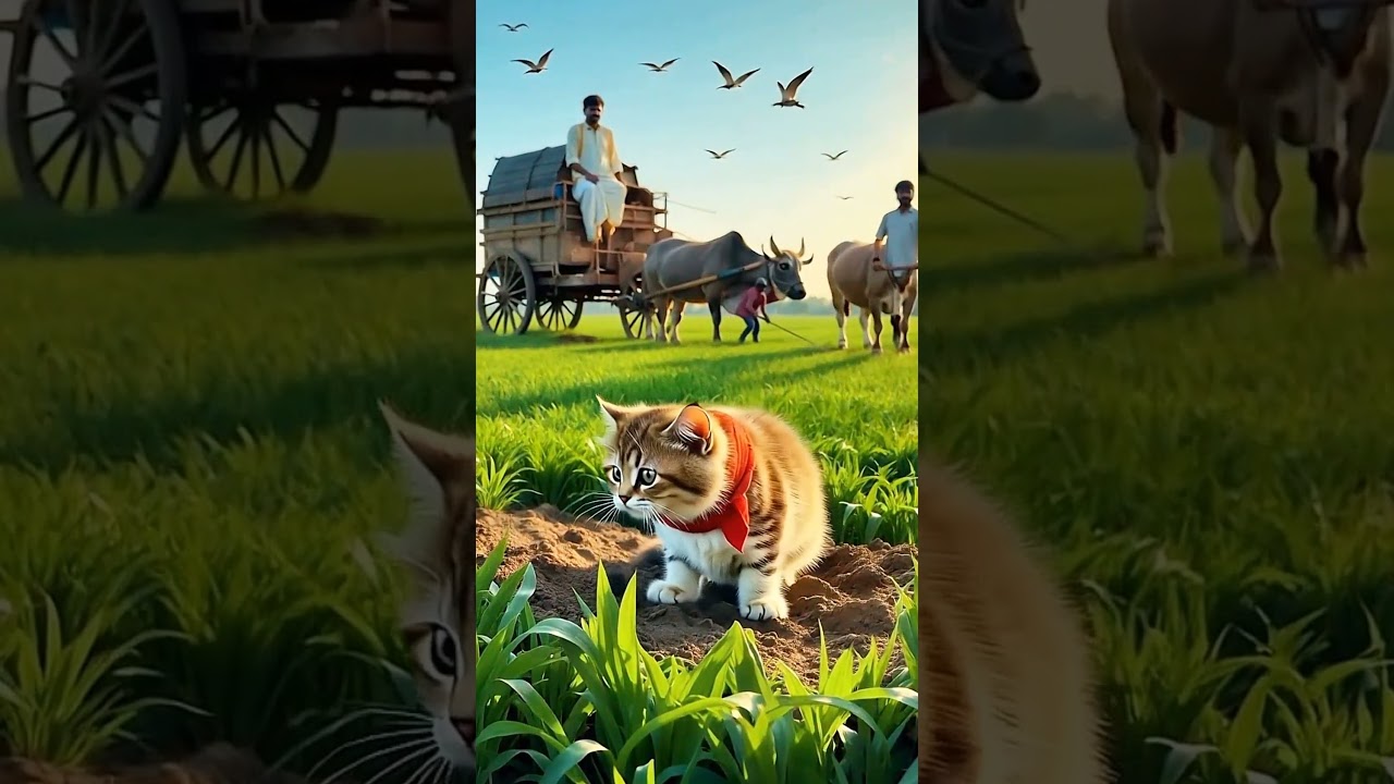 Fluffy White Cat Helping Farmers 🌾 | Viral Village Cat Video 🐱💖