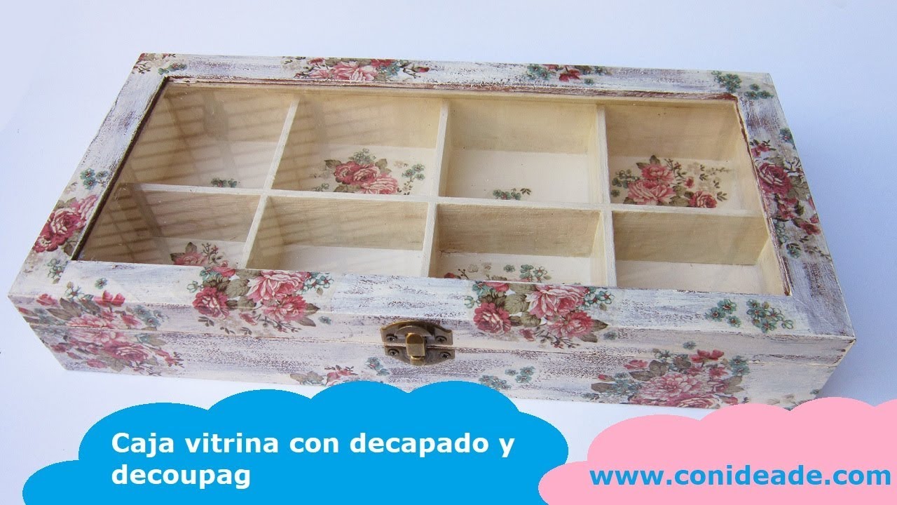 Caja de madera decorada estilo vintage 